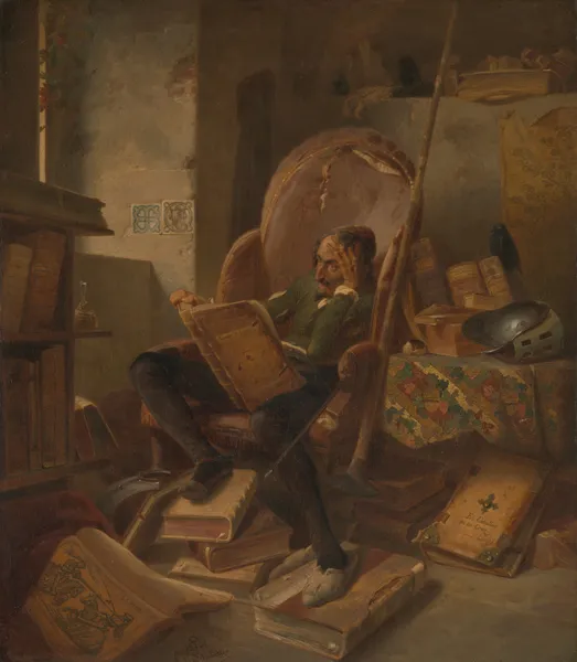 Don Quixote in his study av Adolf Schrödter
