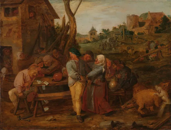 Card Fight outside a Country Tavern av Adriaen Brouwer