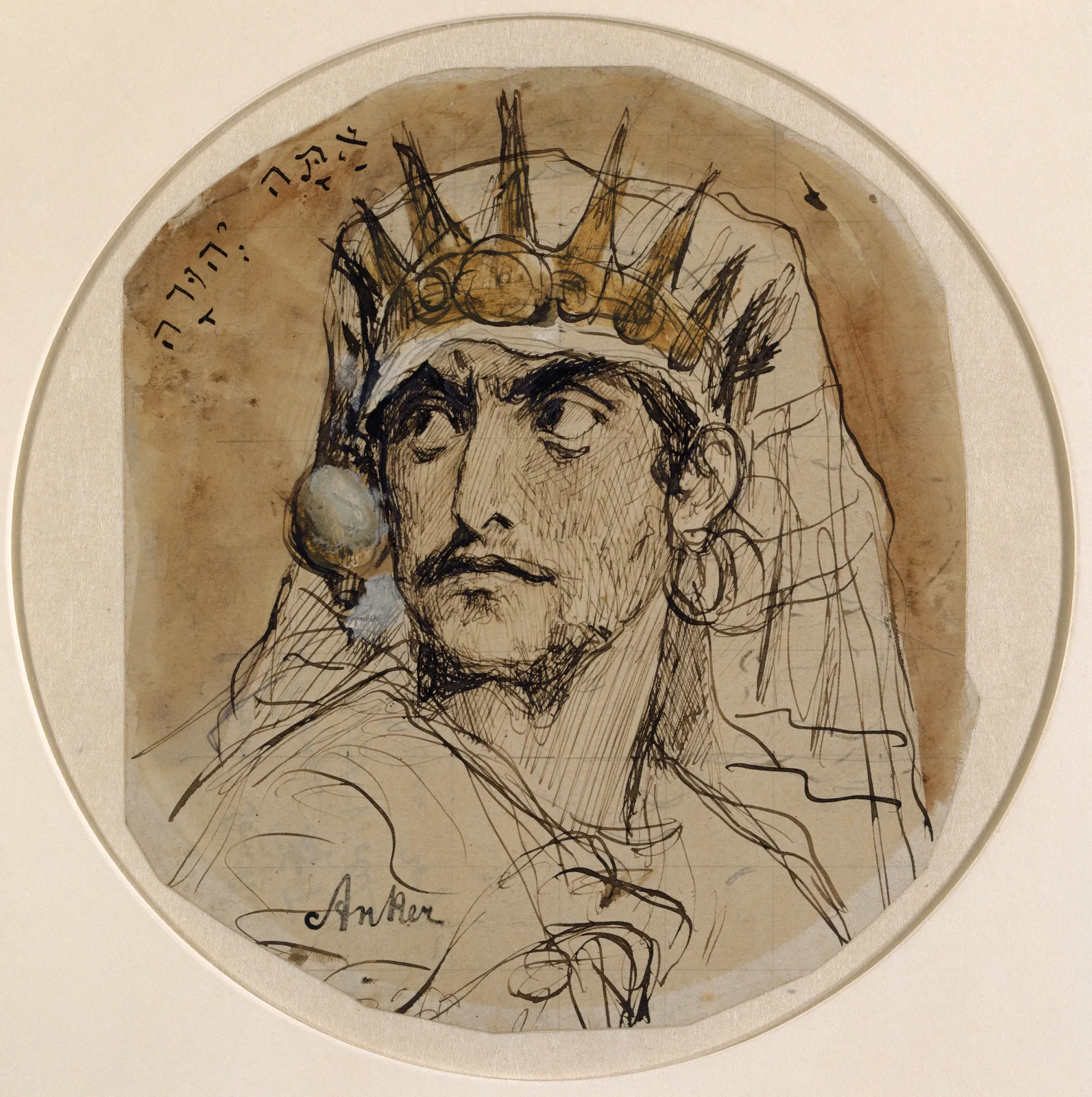 Kopf eines jüdischen Königs (David) av Albert Anker