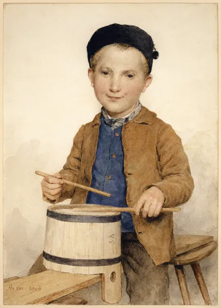 Trommelnder Knabe av Albert Anker