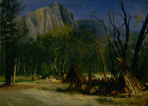 Indians in Council, California av Albert Bierstadt