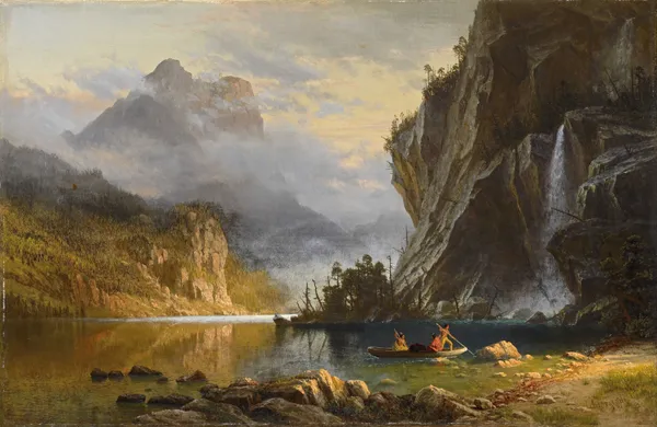 Indians Spear Fishing av Albert Bierstadt