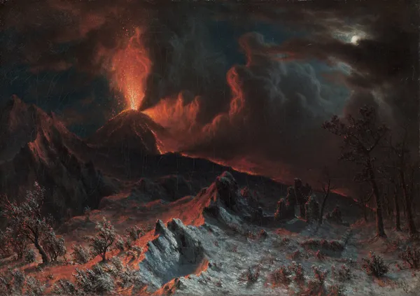 Mount Vesuvius at Midnight av Albert Bierstadt