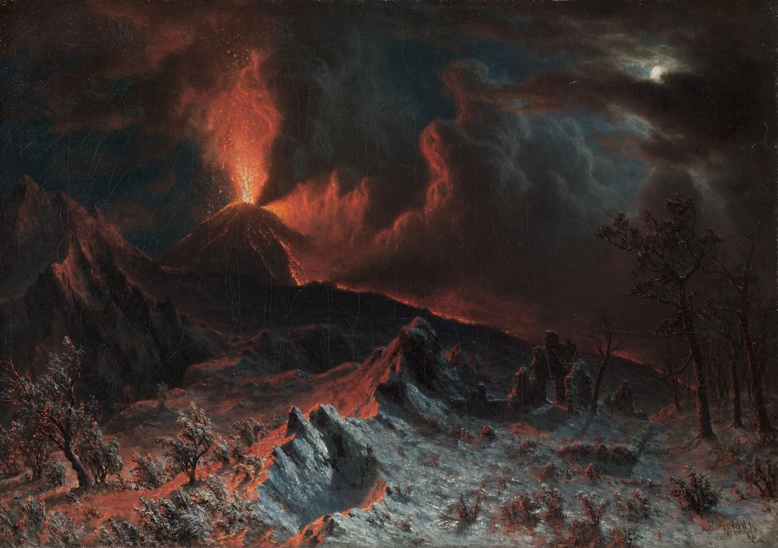 Mount Vesuvius at Midnight av Albert Bierstadt