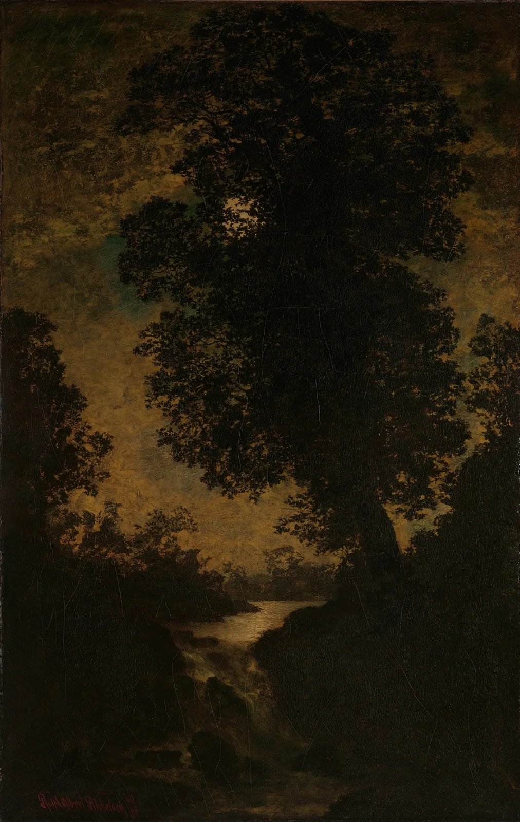 A Waterfall, Moonlight (by 1886) av Ralph Albert Blakelock