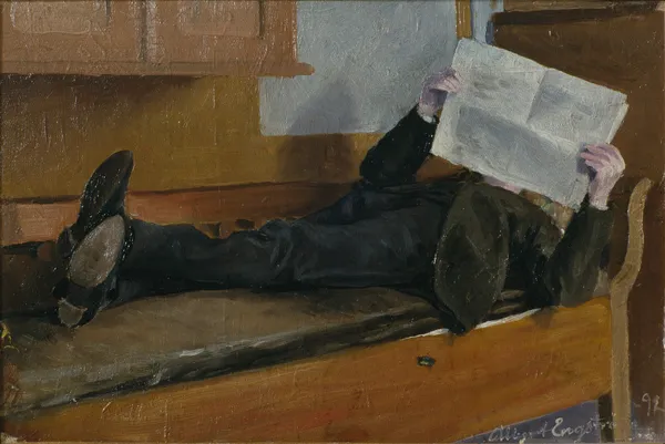The Artist’s Father, Reading a Newspaper av Albert Engström