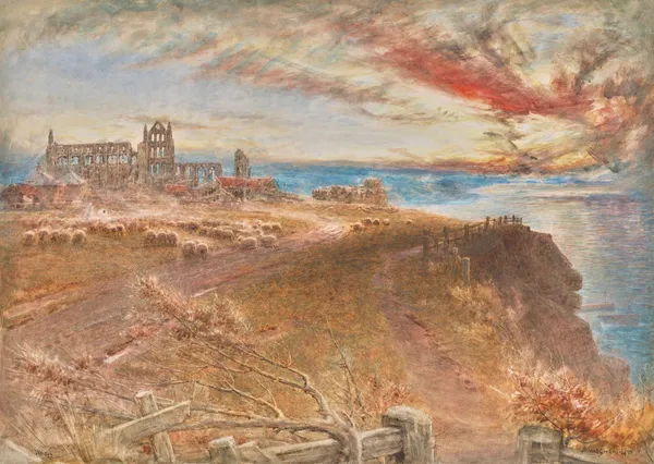 Evening, St Hilda’s Abbey, Whitby, Yorkshire av Albert Goodwin