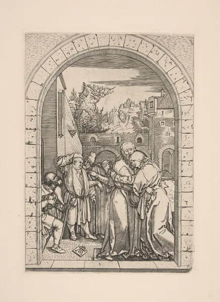 The Meeting of Joachim and Anne at the Golden Gate av Albrecht Dürer