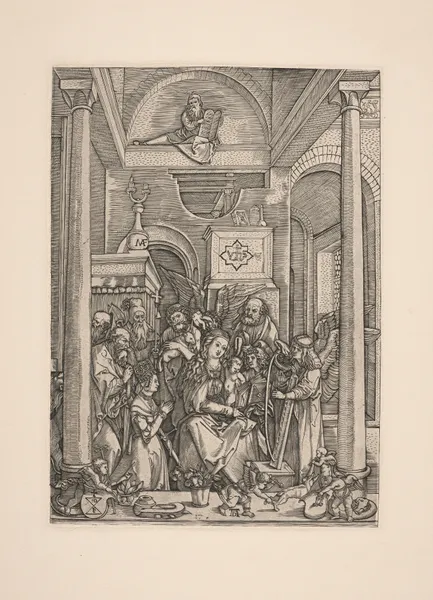 The Virgin Worshipped by Angels and Saints av Albrecht Dürer
