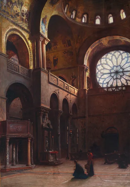 Interior of St Mark’s Basilica in Venice av Aleksander Gierymski