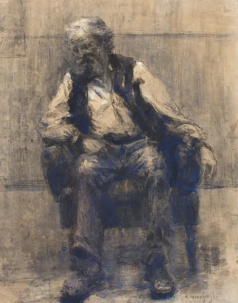 Man sitting on a chair av Aleksander Gierymski