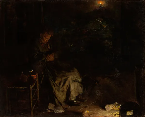 Old Woman Watching over a Dead Body I av Aleksander Gierymski
