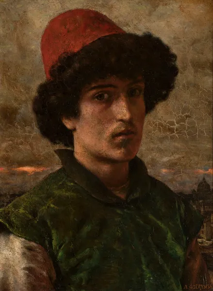 Portrait of a young Italian man av Aleksander Gierymski