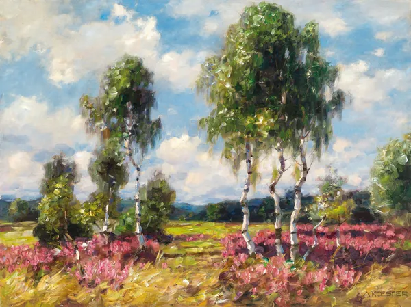 Birches in a heath landscape, Viktring (Carinthia) av Alexander Koester