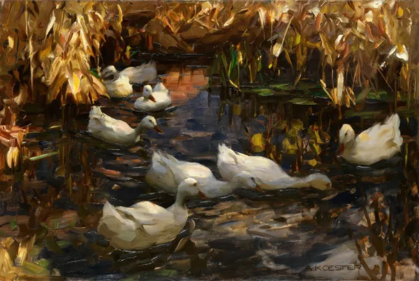 Enten am Teichufer av Alexander Koester