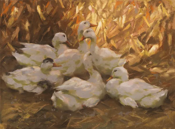 Sechs Enten im Stroh av Alexander Koester