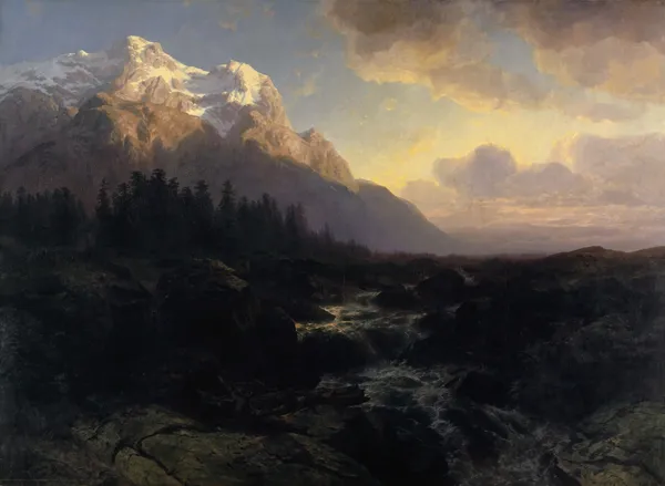 The Rosenlaui Valley with the Wetterhorn av Alexandre Calame