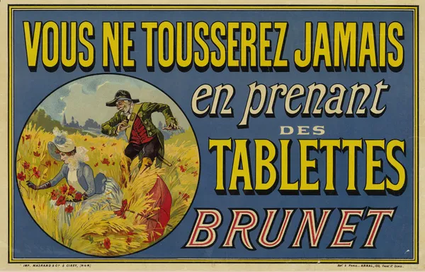Vous ne tousserez jamais, en prenant, des, tablettes, Brunet av Théophile Alexandre Steinlen