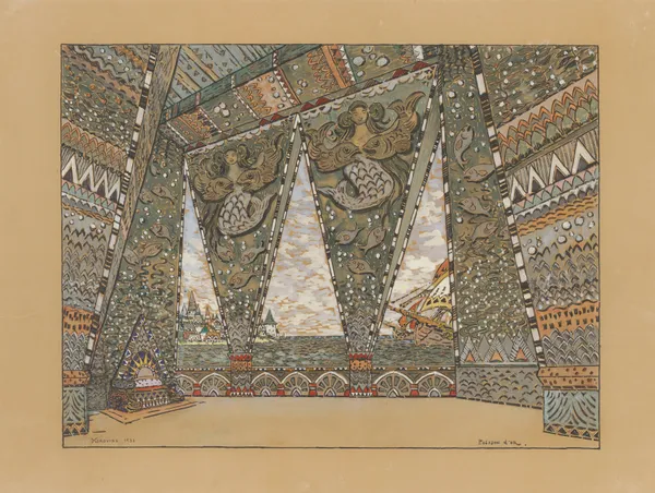 Le Poisson d’or – maquette de décor – ballet av Konstantin Alexeevich Korovin