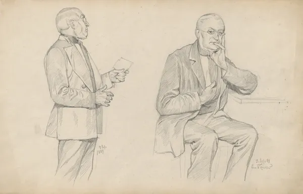 A thinking man in a standing and sitting position. av Alfred Schmidt
