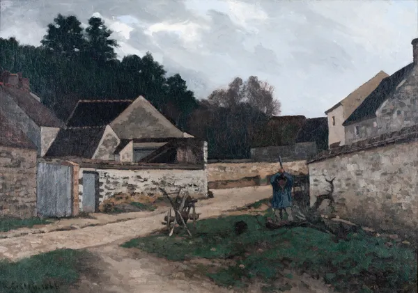 Rue de village à Marlotte (Village Street in Marlotte) av Alfred Sisley