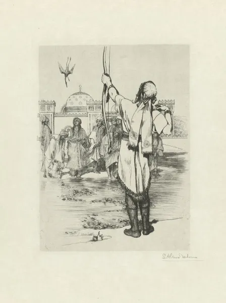 Boogschutter schiet een watervogel av Lawrence Alma-Tadema