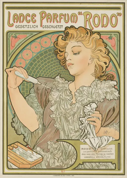 Lance parfum ‘Rodo’ gesetzlich geschvetz av Alphonse Mucha