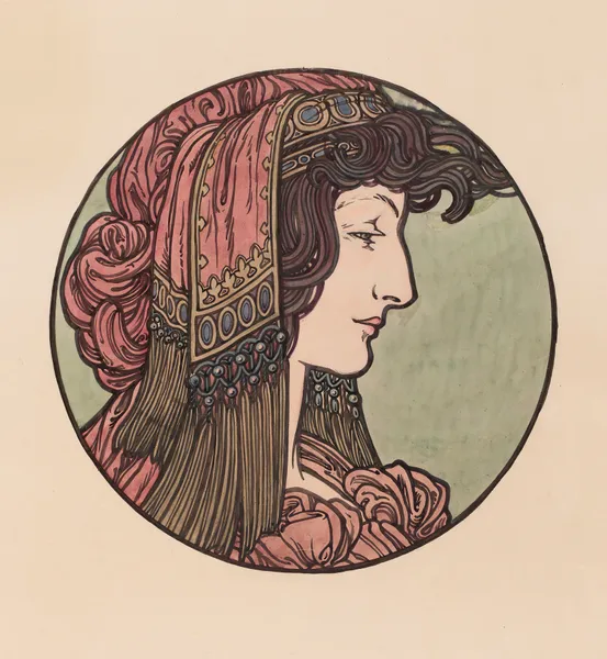 Vitrail pour la façade de la boutique Fouquet av Alphonse Mucha