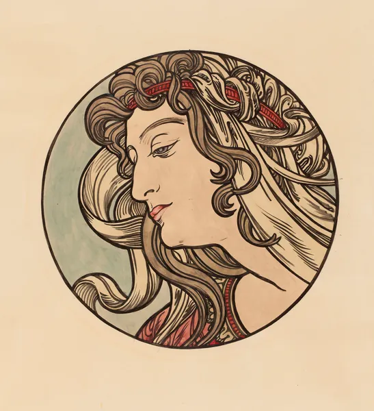 Vitrail pour la façade de la boutique Fouquet av Alphonse Mucha