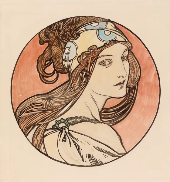 Vitrail pour la façade de la boutique Fouquet av Alphonse Mucha