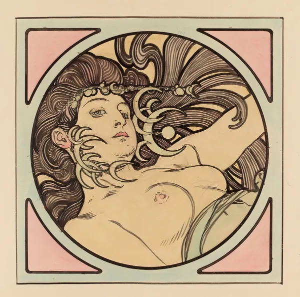 Vitrail pour la façade de la boutique Fouquet av Alphonse Mucha