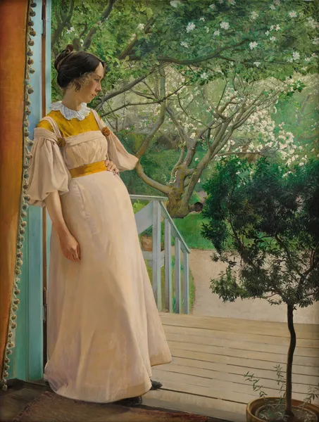 At The French Windows. The Artist’s Wife av Laurits Andersen Ring