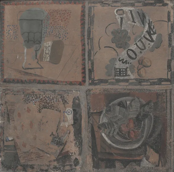 Four paintings on tile (Quatre peintures sur un carreau) Avignon, France av André Derain