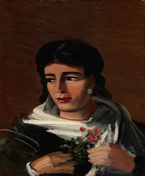Portrait de femme au bouquet av André Derain