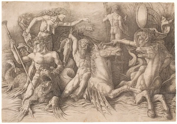 Havgudernes kamp, venstre halvdel av Andrea Mantegna