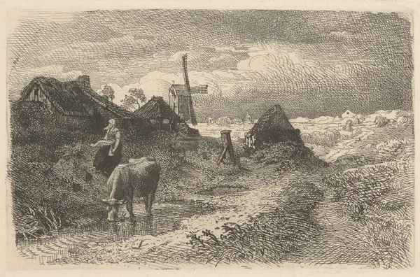 Landscape with a Cow av Andreas Achenbach