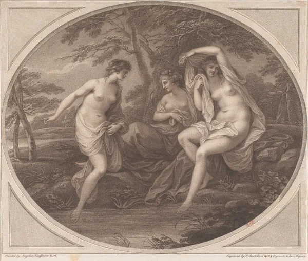Nymphs after Bathing av Angelica Kauffmann