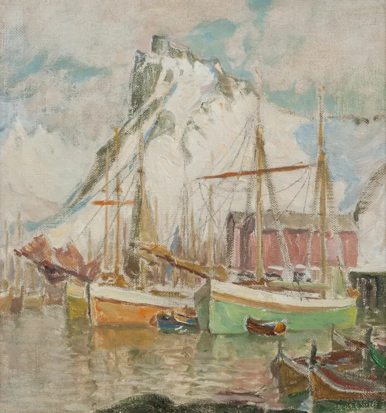 In the Harbour, Svolvaer. Study from Lofoten av Anna Boberg