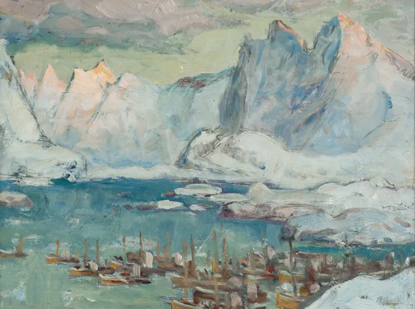 Svolvaer Harbour at the Height of the Fishing Season.Study from Lofoten av Anna Boberg