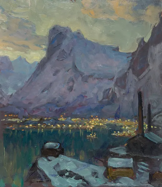 Svolvaer Harbour at the Height of the Fishing Season. Study from Lofoten av Anna Boberg