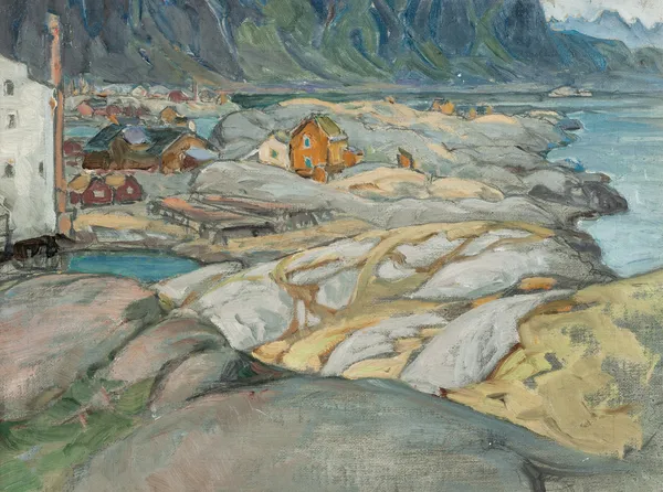 The Village at the Foot of the Mountain. Study from Lofoten av Anna Boberg