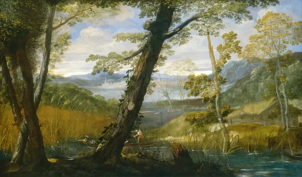 River Landscape av Annibale Carracci