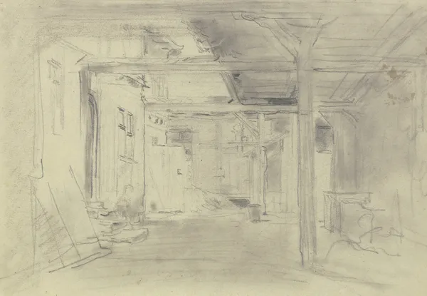 Blick in den Hof eines Bauernhauses av Anton Burger