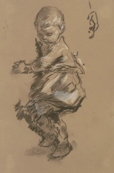 Kleines Kind auf dem Arm der Mutter av Anton Burger