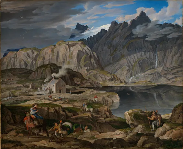 Das Hospiz auf dem Grimselpass av Joseph Anton Koch