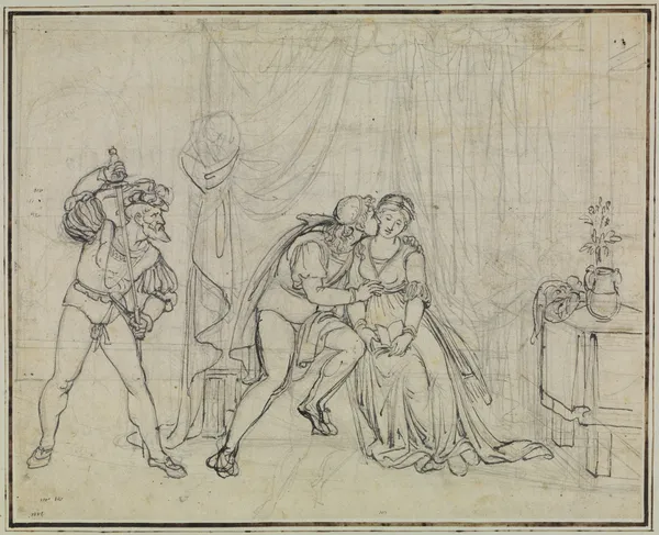 Francesca und Paolo von Malatesta überrascht (Dante Inferno, Canto 5, V 100) av Joseph Anton Koch