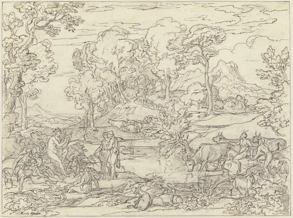 Landschaft mit Apoll unter den Hirten av Joseph Anton Koch
