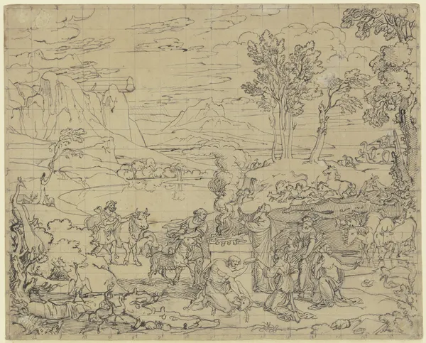 Landschaft mit dem Dankopfer Noahs av Joseph Anton Koch