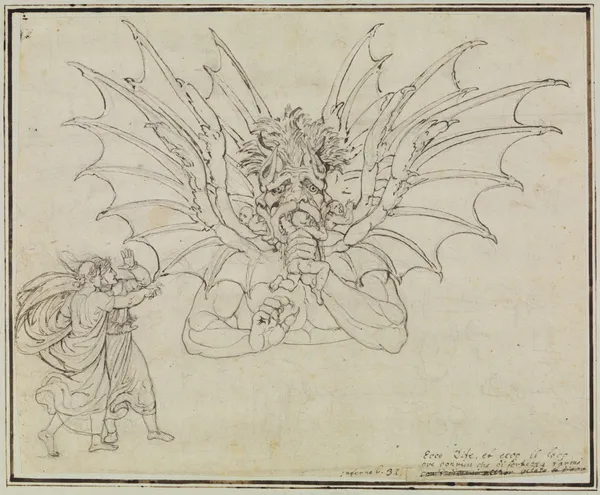 Lucifer (Dante Inferno, Canto 34, V 37) av Joseph Anton Koch