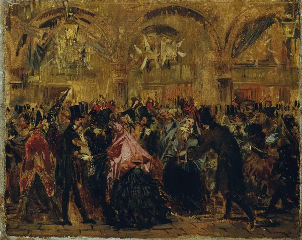 Karneval auf dem Markusplatz in Venedig av Anton Romako